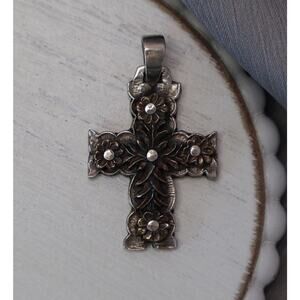 Jeep Collin’s Copper Sterling Silver Flower Cross Pendant 13.37G / 1.7in